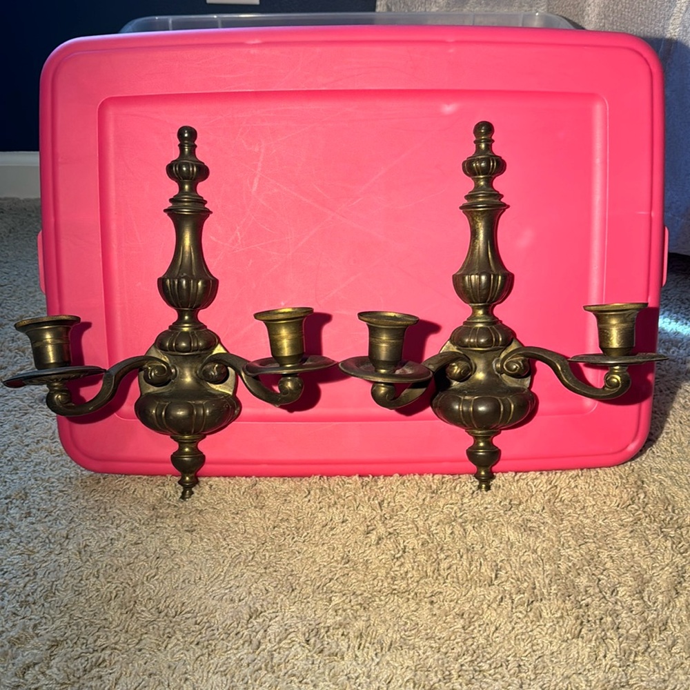 Wall candleholders brass vintage